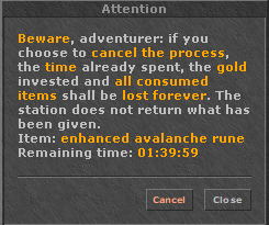 Cancel the enhancement process or check remaining time
